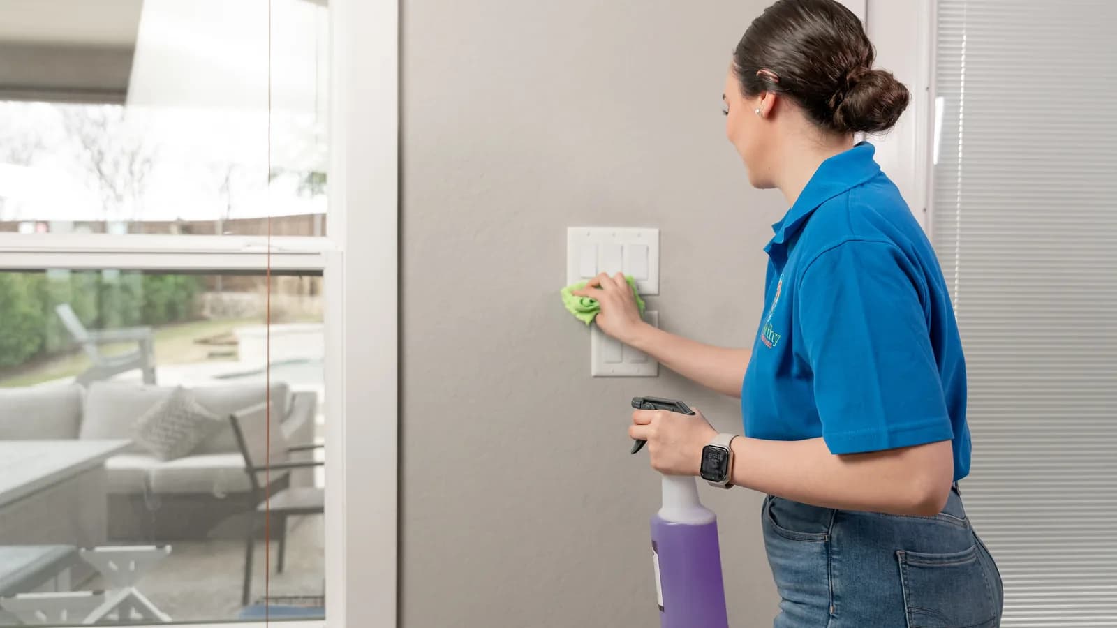 Disinfecting light switches in an Austin, TX office