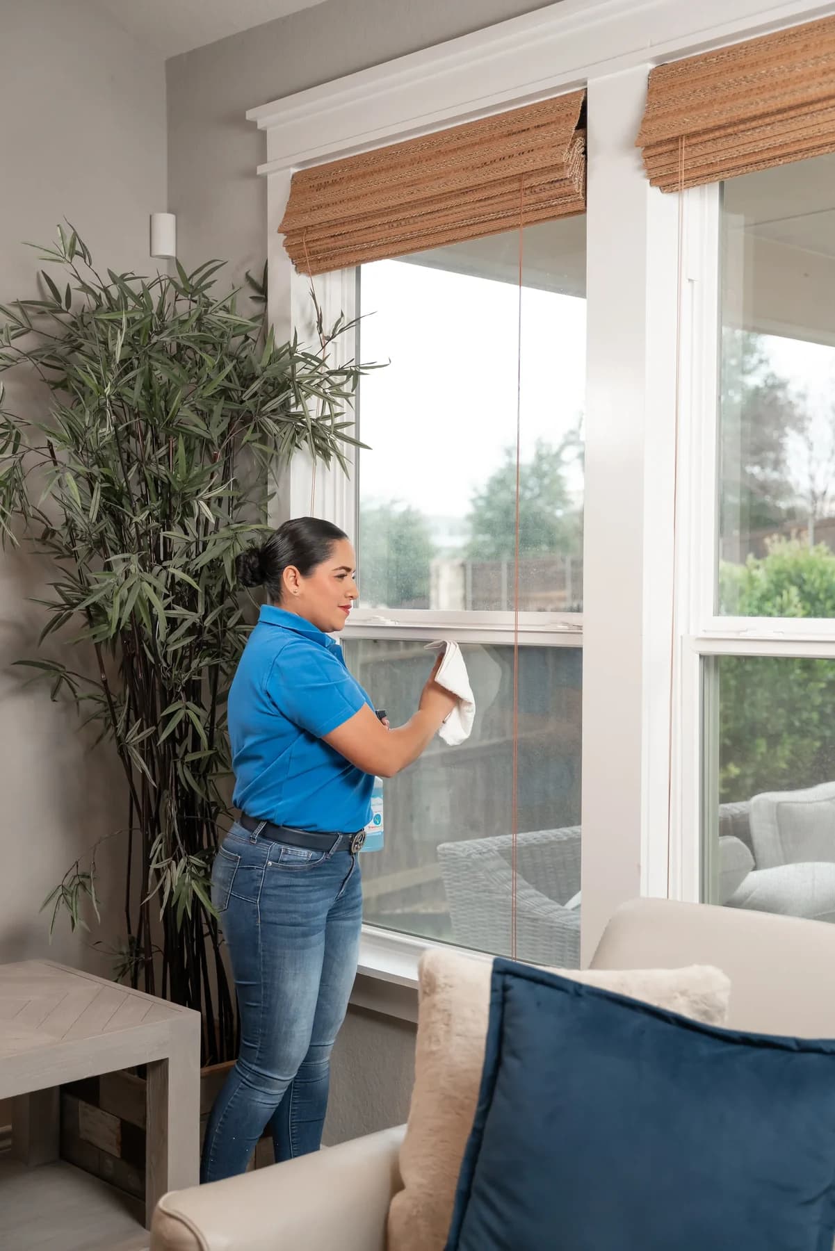 Cleaner cleaning interior window glass
