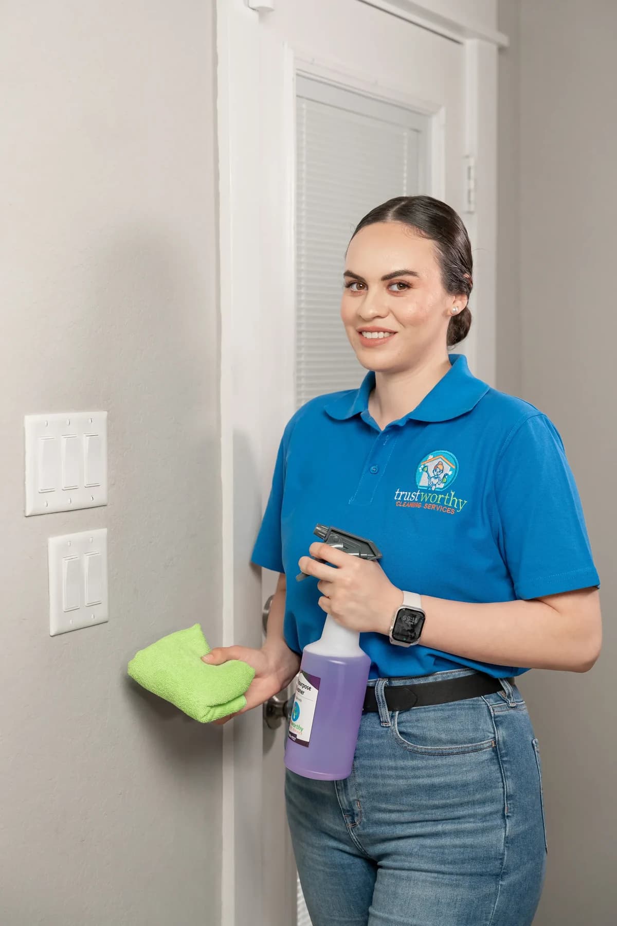 Cleaner disinfecting light switches and door frames