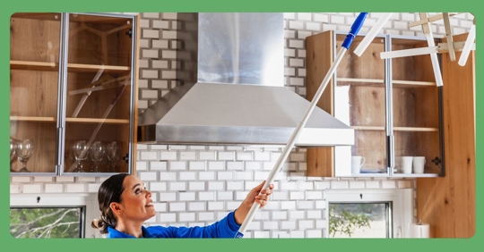 woman performing house cleaning