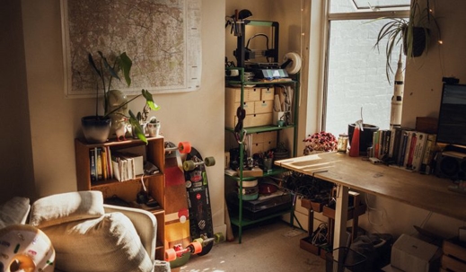 cluttered room in home