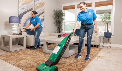 Maids cleaning living room