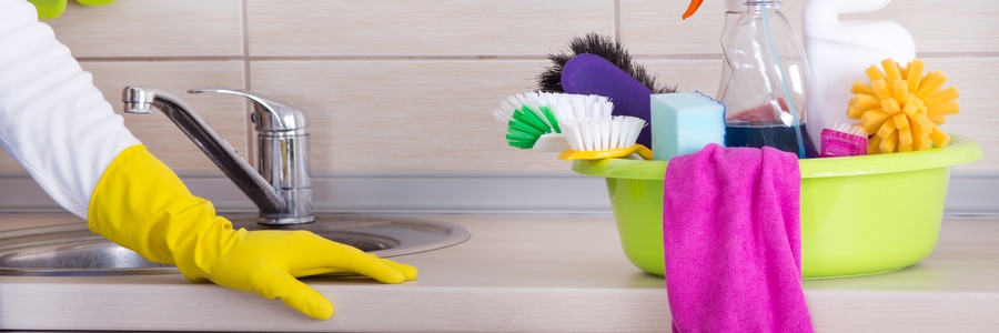 cleaning kitchen